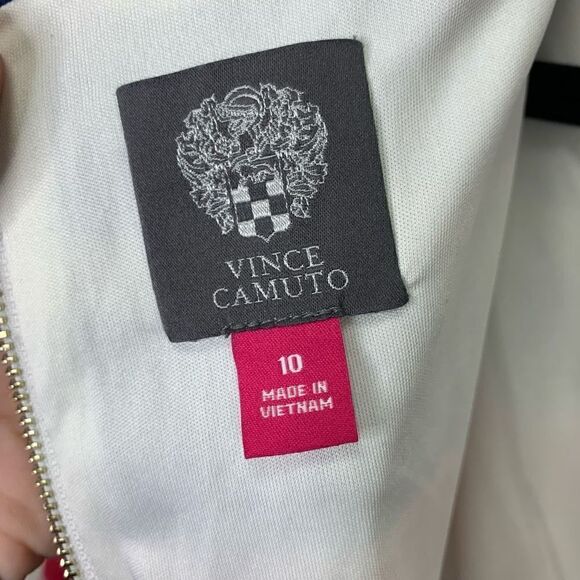 Vince Camuto Striped Dress Size 10 Zipper Back Pink and Blue (q1) - Picture 3 of 9